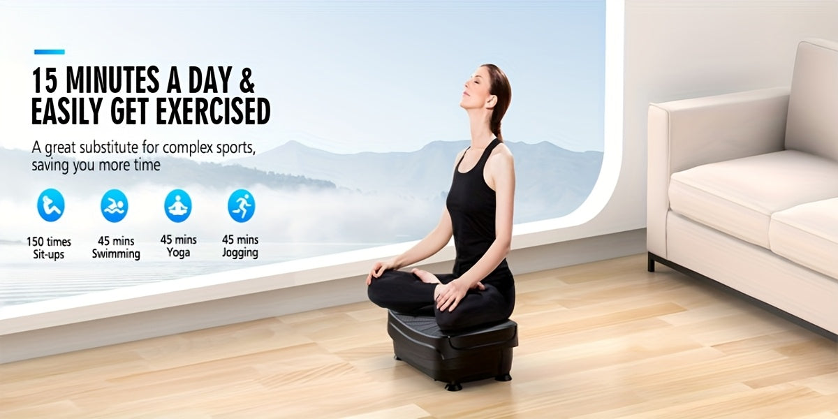 Vibration Plate Exercise Machine, Portable Full Body Vibration Platform, 9 Preset Mode & Auto Mode Fitness Board for Weight Loss Shaping, with Resistance Bands, 99 Levels