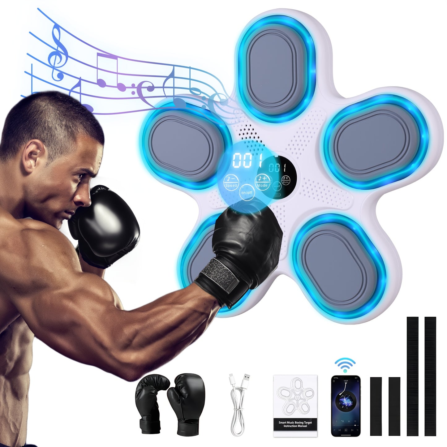 Music Boxing Machine - LOVEWE Wall Mounted Workout Equipment For Adults With Boxing Gloves - Home Boxing Target Machine
