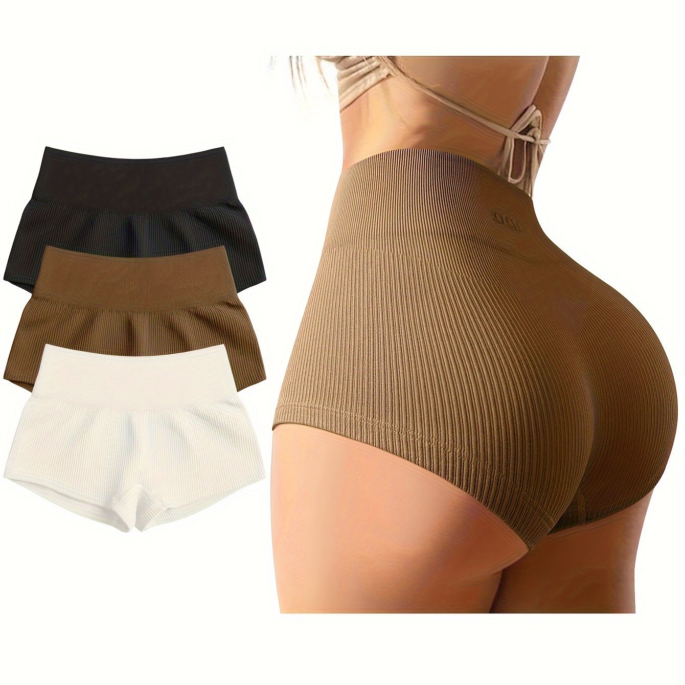 OQQ Women 3 Piece Yoga Shorts Sexy High Waist Booty Stretch Workout Exercise Hot Shorts