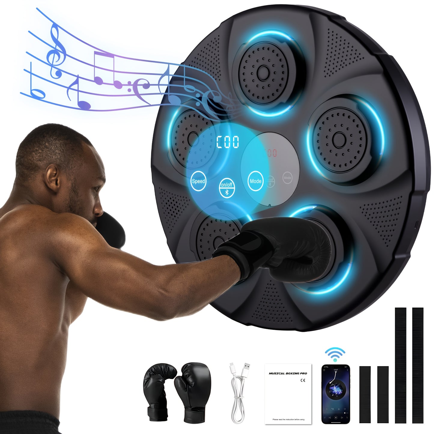 Music Boxing Machine - LOVEWE Wall Mounted Workout Equipment For Adults With Boxing Gloves - Home Boxing Target Machine