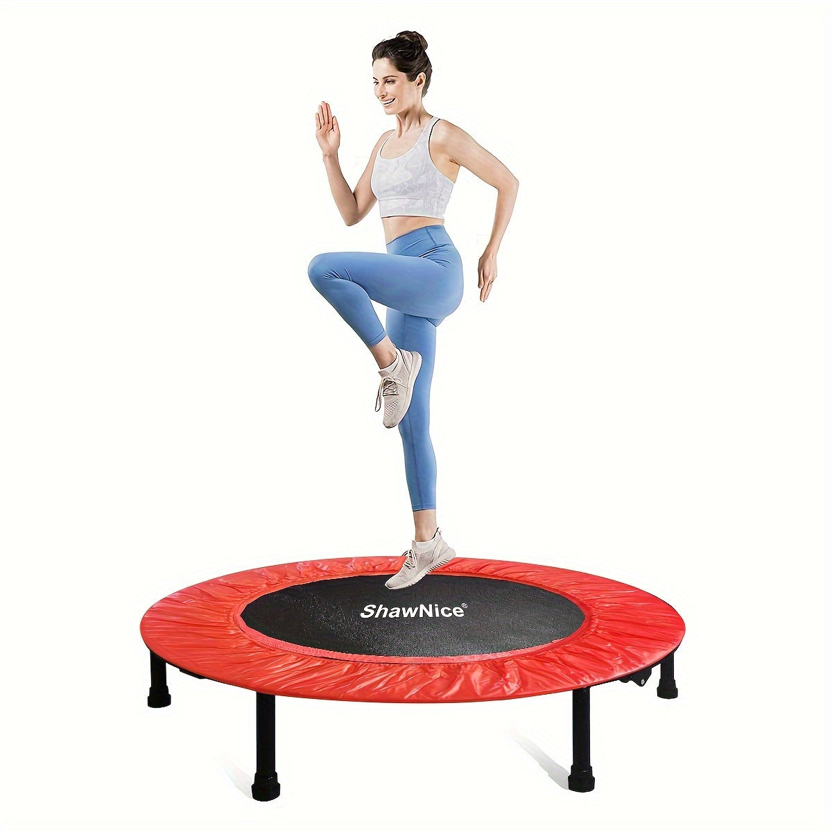 36" Foldable Mini Trampoline, Sports Trampoline for Indoor and Outdoor Use, Professional Round Jumping Cardio Trampoline, Max Load 300lbs/170lbs with Safety Pad, Stable & Quiet Exercise Rebounder for Adults Indoor, Garden Wor