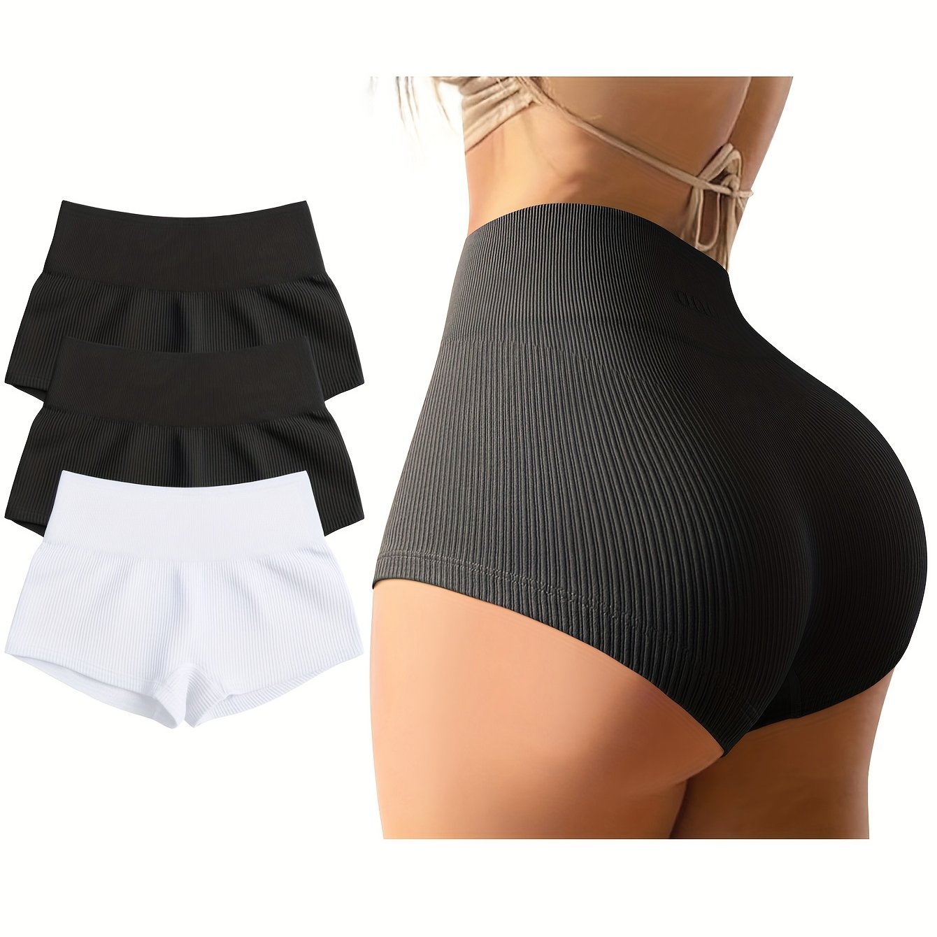 OQQ Women 3 Piece Yoga Shorts Sexy High Waist Booty Stretch Workout Exercise Hot Shorts