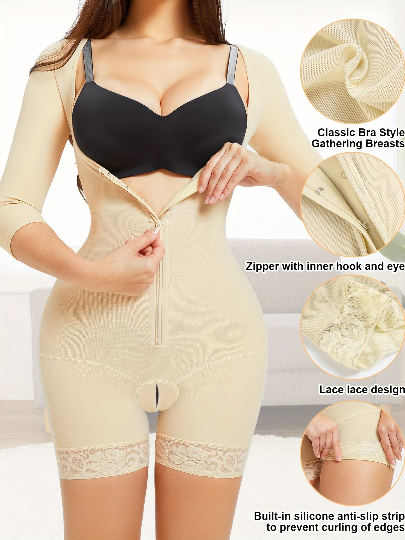 Postpartum Shaping Bodysuit - Waist Trainer Tummy Control Open Crotch Open Bust Slip Body Shaper - Breathable Fabric - For Women Postpartum Recovery & Shapewear - Suitable for Daily Wear & Exercise - Perfect Gift for New Moms
