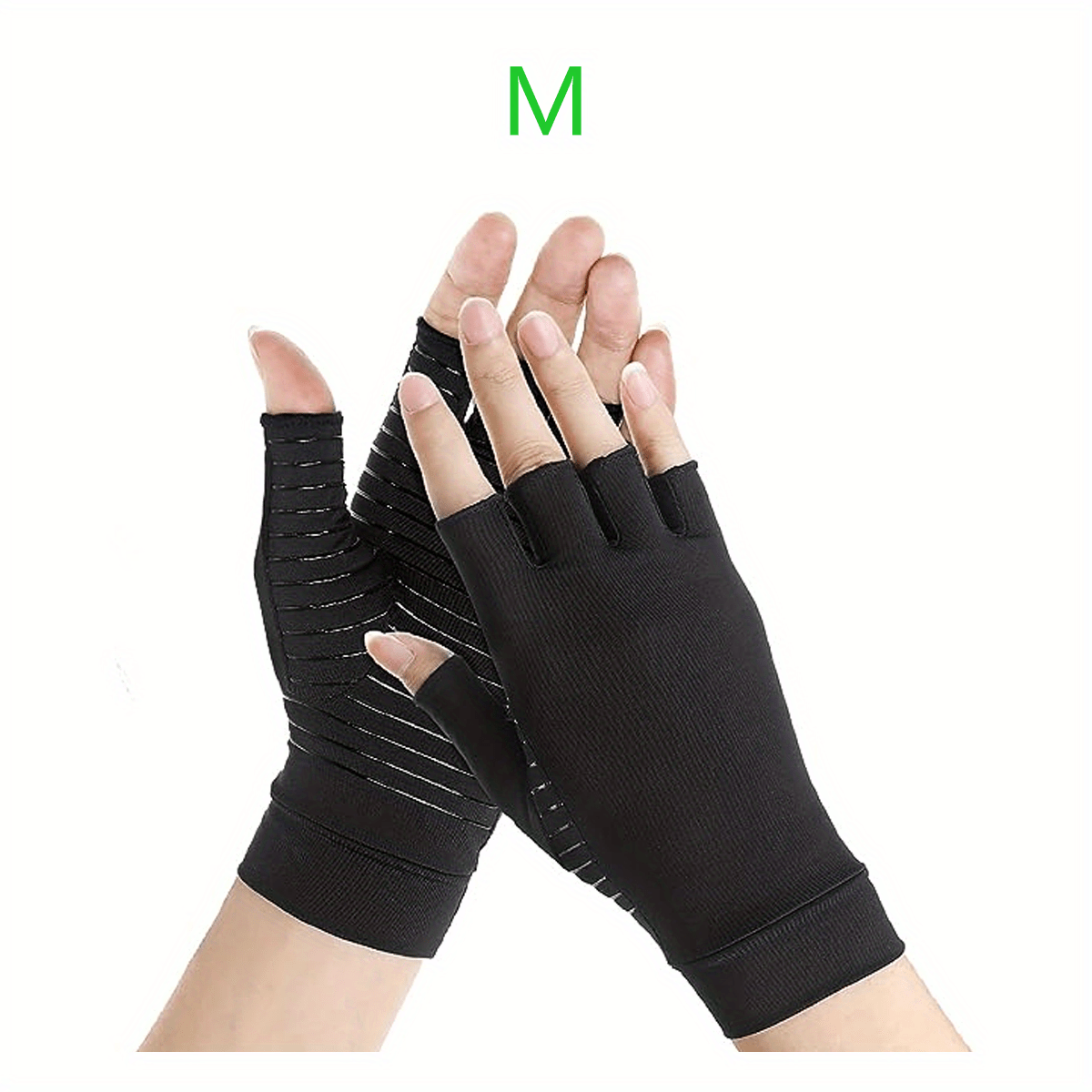 Copper Compression Half Finger Gloves for Hand Support - Cycling, Biking, Driving, Exercise, Training & Fitness