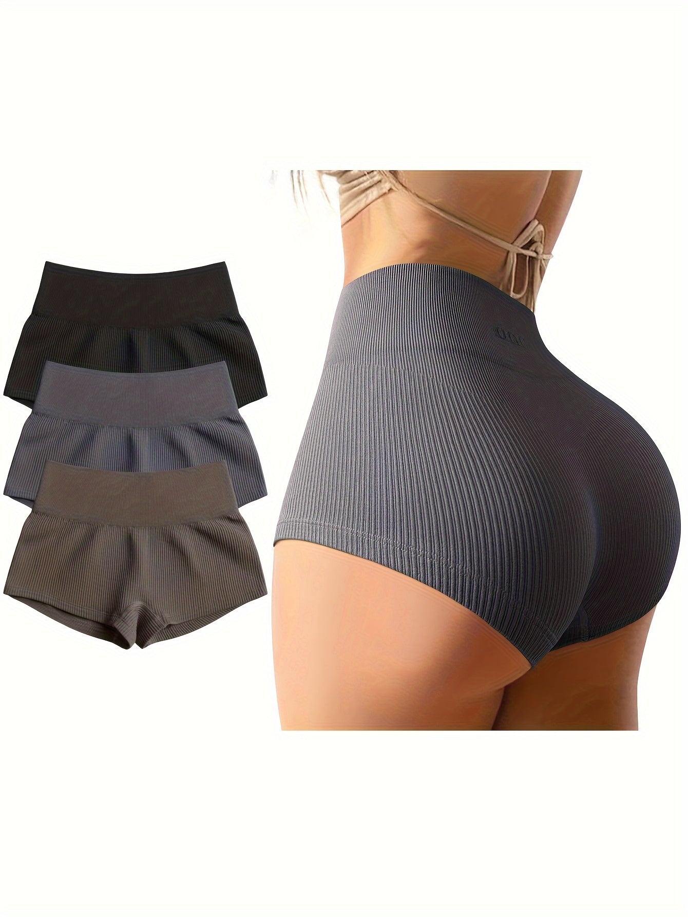 OQQ Women 3 Piece Yoga Shorts Sexy High Waist Booty Stretch Workout Exercise Hot Shorts