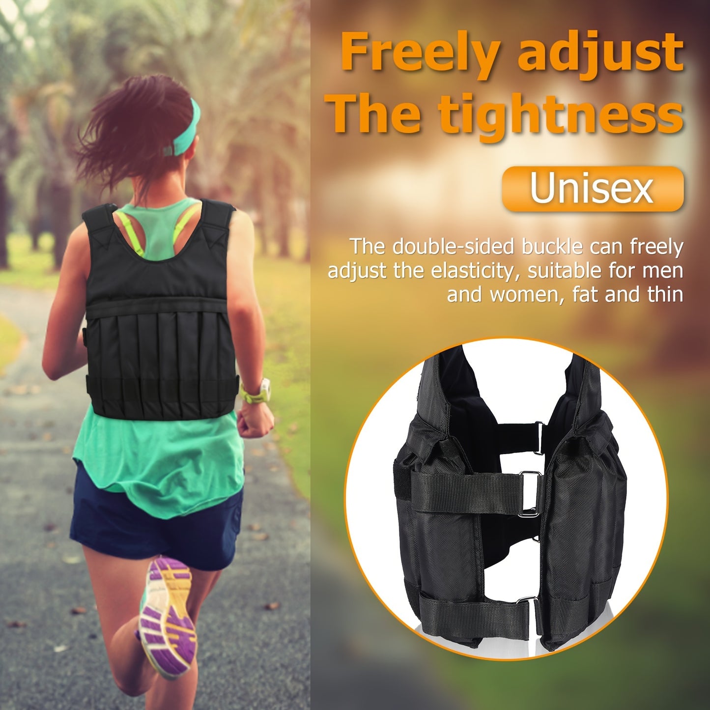 Adjustable Weighted Vest Max Load 20kg 16 Pouches Gym Running Fitness Sports Training Weight Loss Jackets Exercise Waistcoat for Workout Exercise Boxing Training