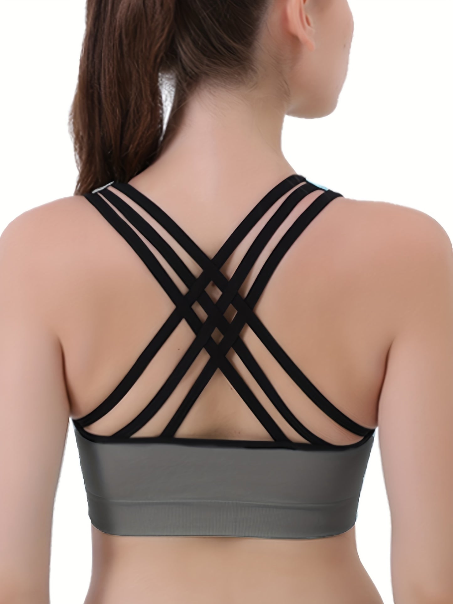 3pcs Women'S Sports Bra Set - Short, Removable Padding, Light Support, Cross Strap Design for Yoga & Exercise, Pink, White, and Blue Options, Yoga Apparel | Stylish Sports Bra | Comfortable Fit, Sports Bra Set