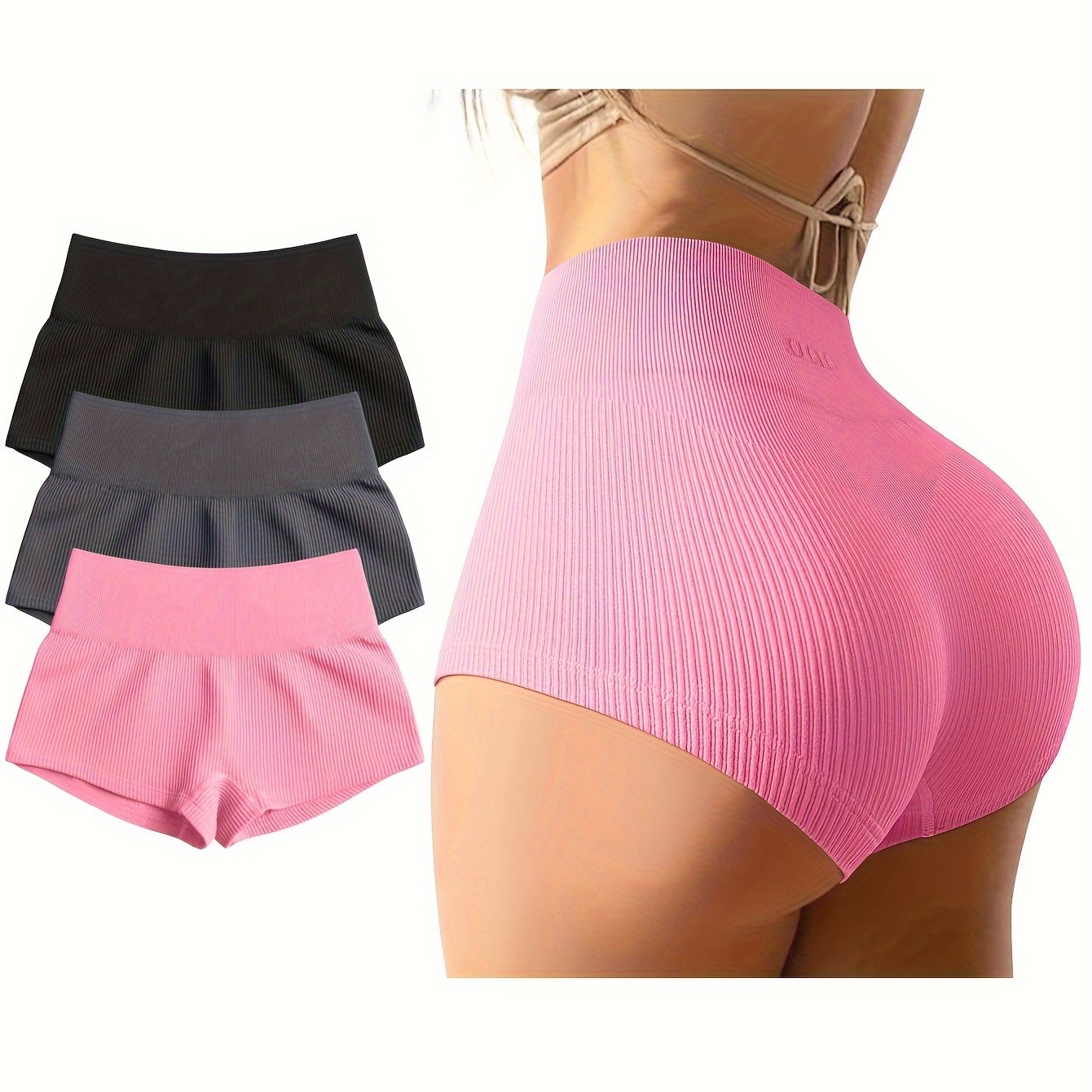 OQQ Women 3 Piece Yoga Shorts Sexy High Waist Booty Stretch Workout Exercise Hot Shorts