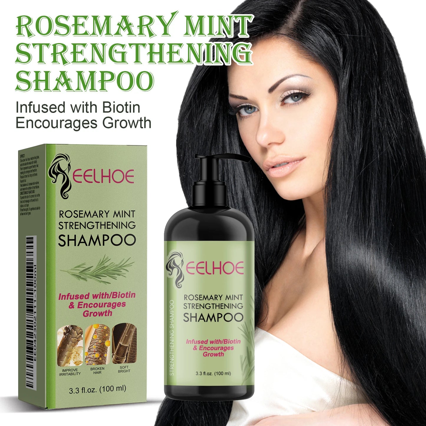 Eelhoe Rosemary Hair Care Series Promote Hair Growth Nourish Strengthen Roots Relieve Scalp Tension Dense Hair Oil With Brush