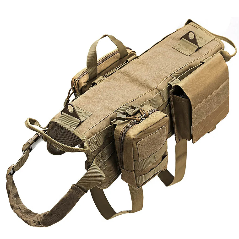 Tactical Large Dog Harness with Pouches Pet Vest Military Harnesses with Handle No-Pull Service Dogs Walking Training Hiking