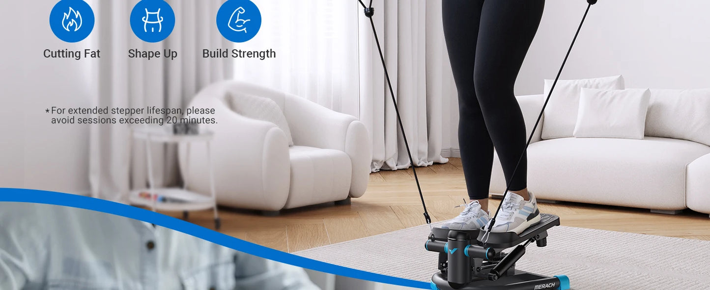 MERACH Stepper Upgrade Dual-Action Stepper 330LBS Capacity Exercise Equipment with Resistance Bands for Home or Gym Body Workout