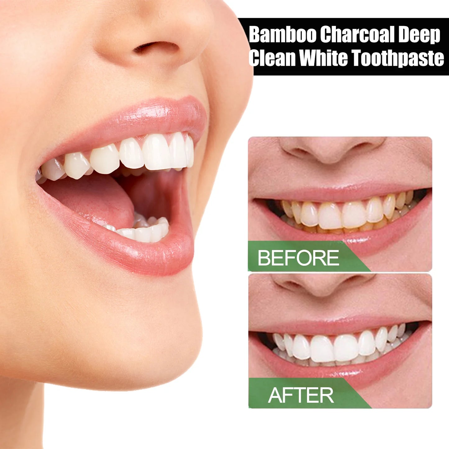 Eelhoe Black Bamboo Charcoal Toothpaste Clean Teeth Yellow Teeth Bad Breath Remover Oral Care Dark Teeth Brightening Toothpaste