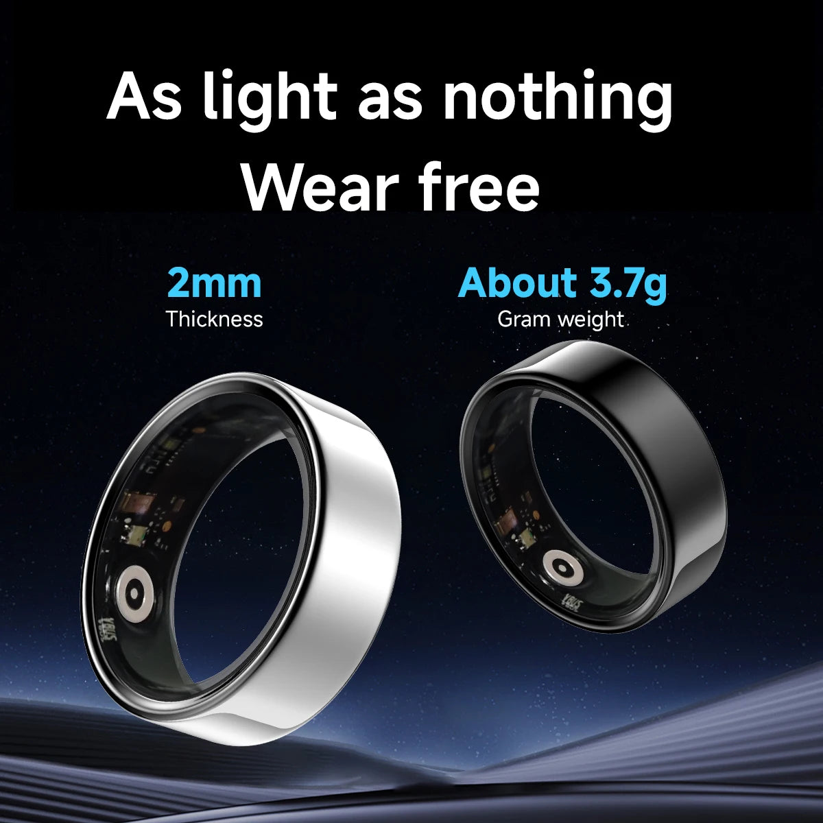 2025 New Healthy Smart Ring Sleep Blood Pressure Monitoring IP68 Waterproof Multi-sport Modes Low Power Ring For Women Men