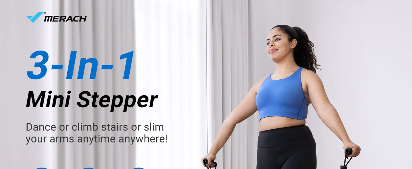 MERACH Stepper Upgrade Dual-Action Stepper 330LBS Capacity Exercise Equipment with Resistance Bands for Home or Gym Body Workout