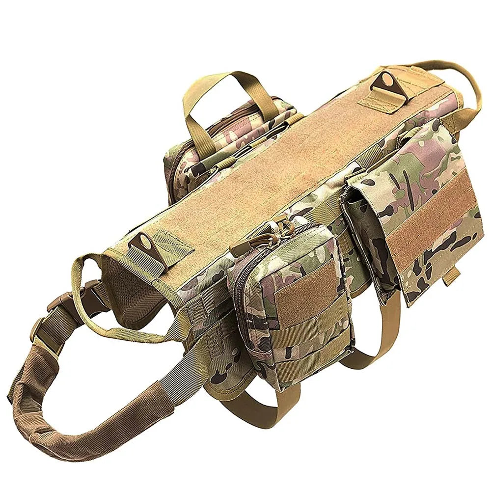 Tactical Large Dog Harness with Pouches Pet Vest Military Harnesses with Handle No-Pull Service Dogs Walking Training Hiking
