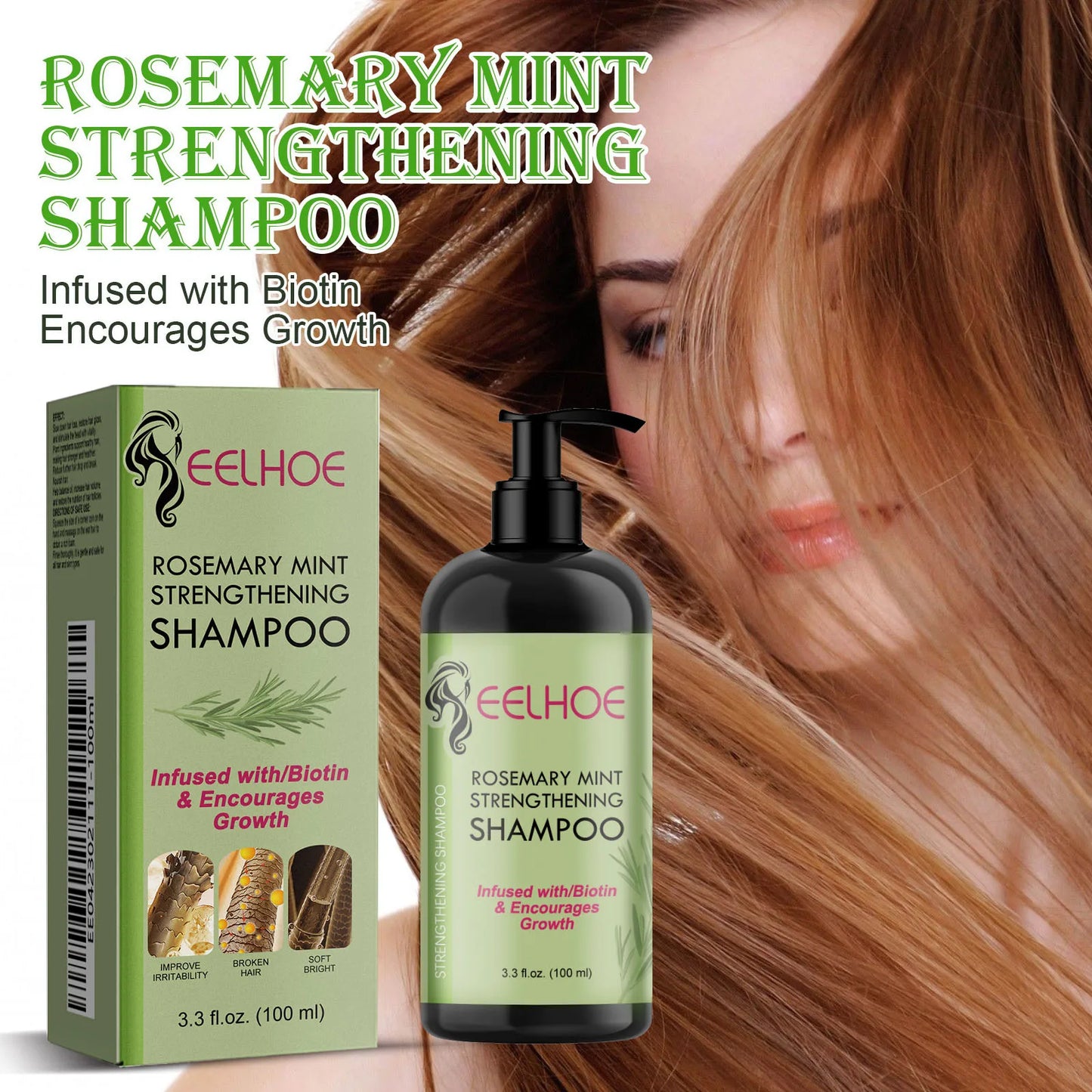 Eelhoe Rosemary Hair Care Series Promote Hair Growth Nourish Strengthen Roots Relieve Scalp Tension Dense Hair Oil With Brush