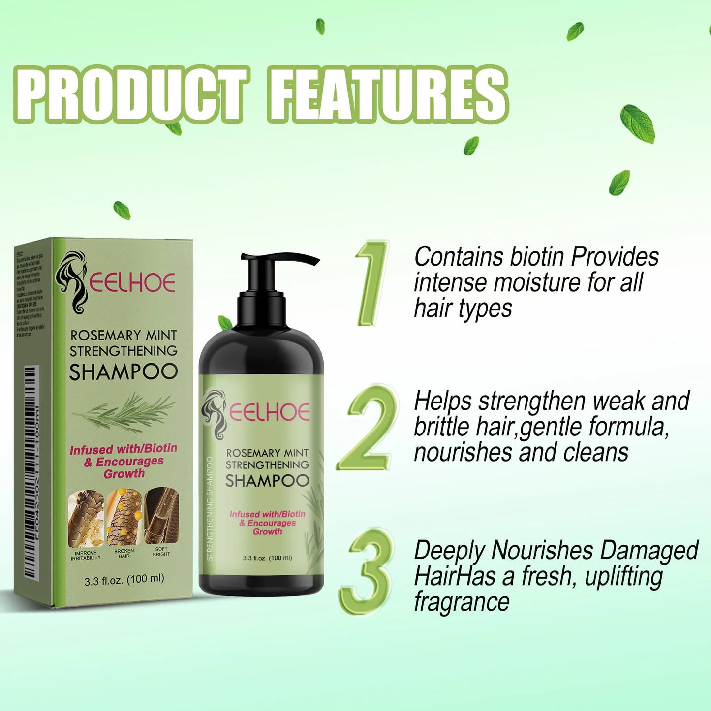 Eelhoe Rosemary Hair Care Series Promote Hair Growth Nourish Strengthen Roots Relieve Scalp Tension Dense Hair Oil With Brush
