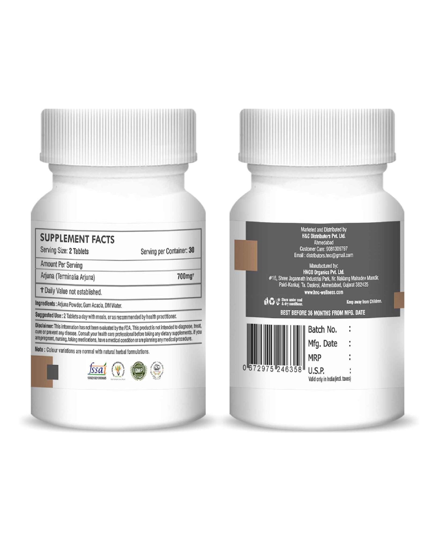 H&C Arjuna Tablet – Herbal Ayurvedic Supplement for Heart Health, Blood Pressure, and Cholesterol Support