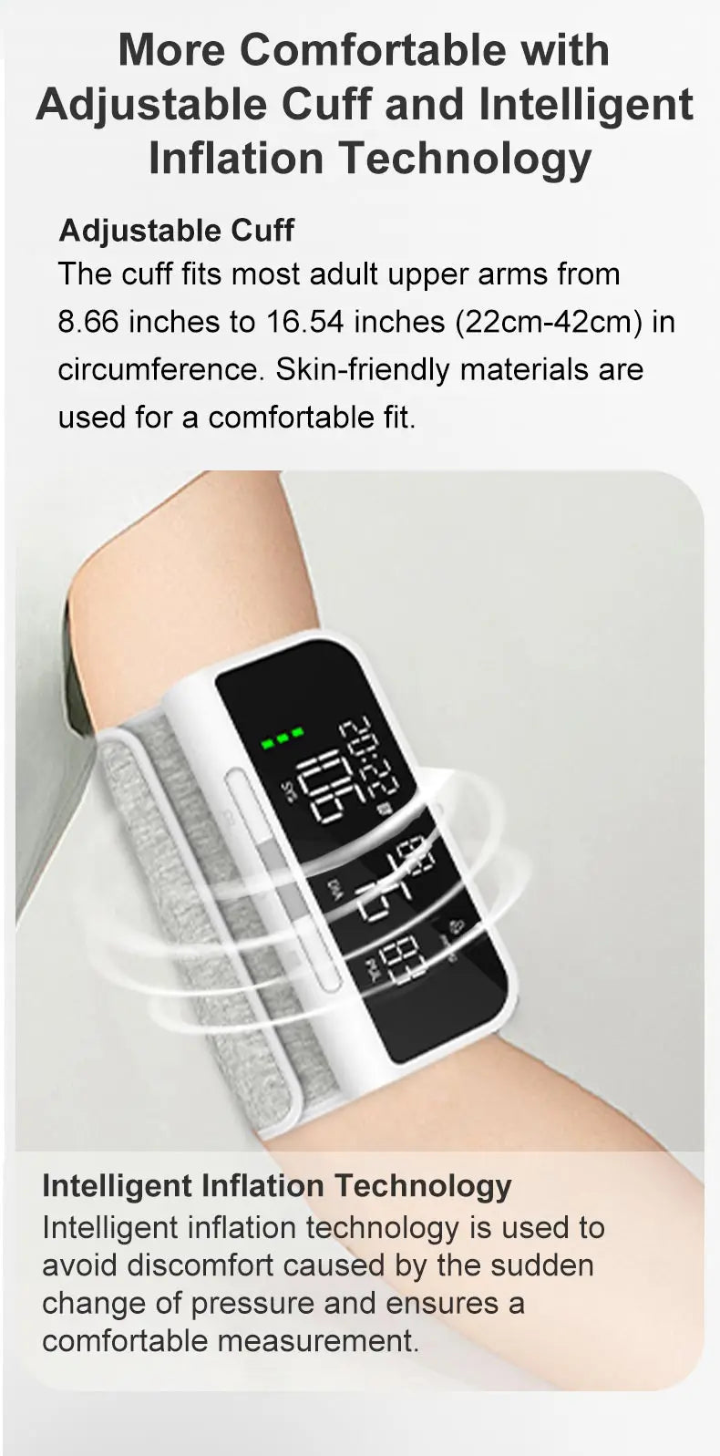 Full Upper Arm Blood Pressure Monitor Rechargeable Digital Three Color LCD large Screen Blood Pressure Monitor With Voice