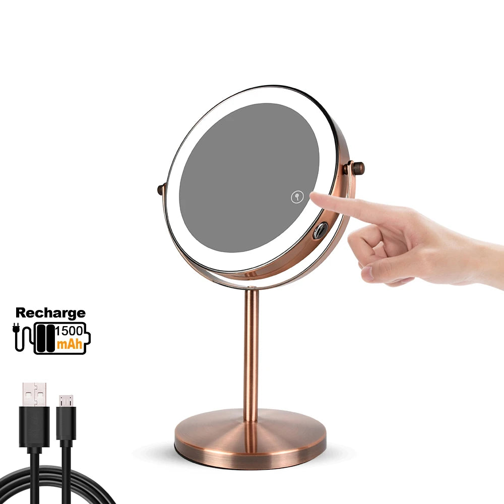 7in 3X Magnifying Cosmetic Mirror with USB Charging Touch Bath Vanity Dimmer Switch Make up Double Side Desktop Mirror