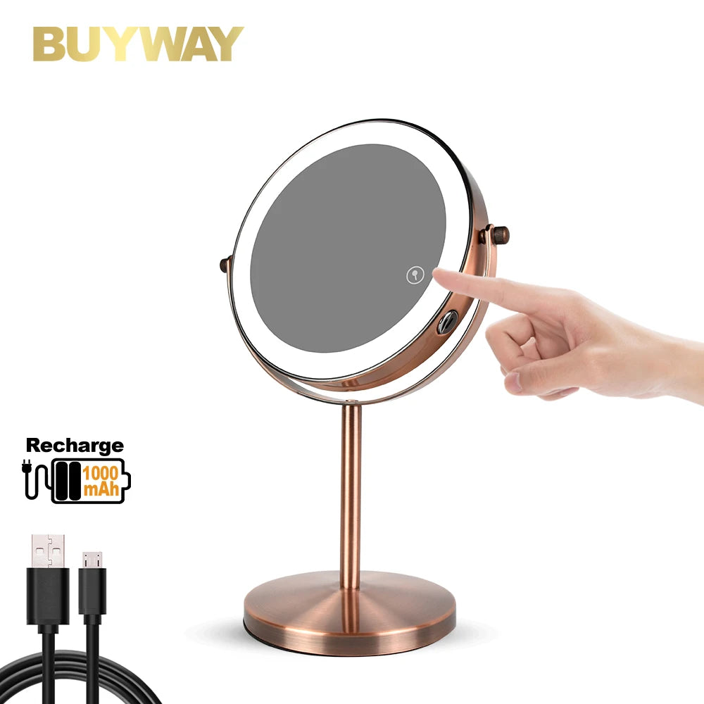 7in 3X Magnifying Cosmetic Mirror with USB Charging Touch Bath Vanity Dimmer Switch Make up Double Side Desktop Mirror