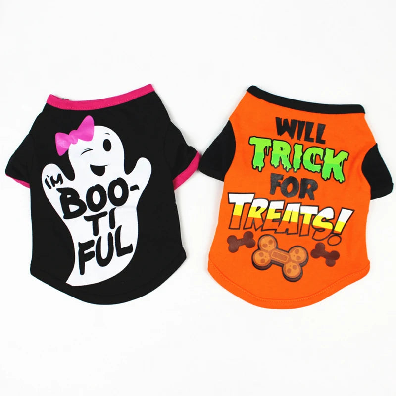 New Halloween Pet Clothes For Small Dogs Funny Dog Vest Cat Clothing Pet Hoodies Party Grimace Pumpkin Costume Puppy Up Outfit