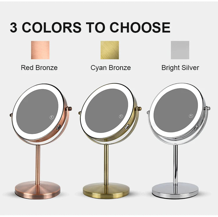 7in 3X Magnifying Cosmetic Mirror with USB Charging Touch Bath Vanity Dimmer Switch Make up Double Side Desktop Mirror
