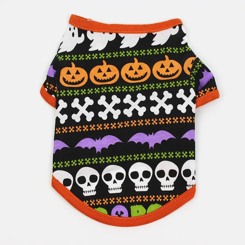 New Halloween Pet Clothes For Small Dogs Funny Dog Vest Cat Clothing Pet Hoodies Party Grimace Pumpkin Costume Puppy Up Outfit