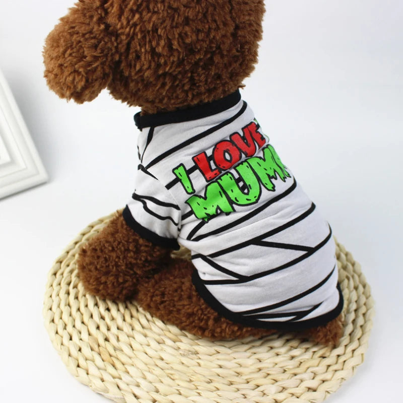 New Halloween Pet Clothes For Small Dogs Funny Dog Vest Cat Clothing Pet Hoodies Party Grimace Pumpkin Costume Puppy Up Outfit