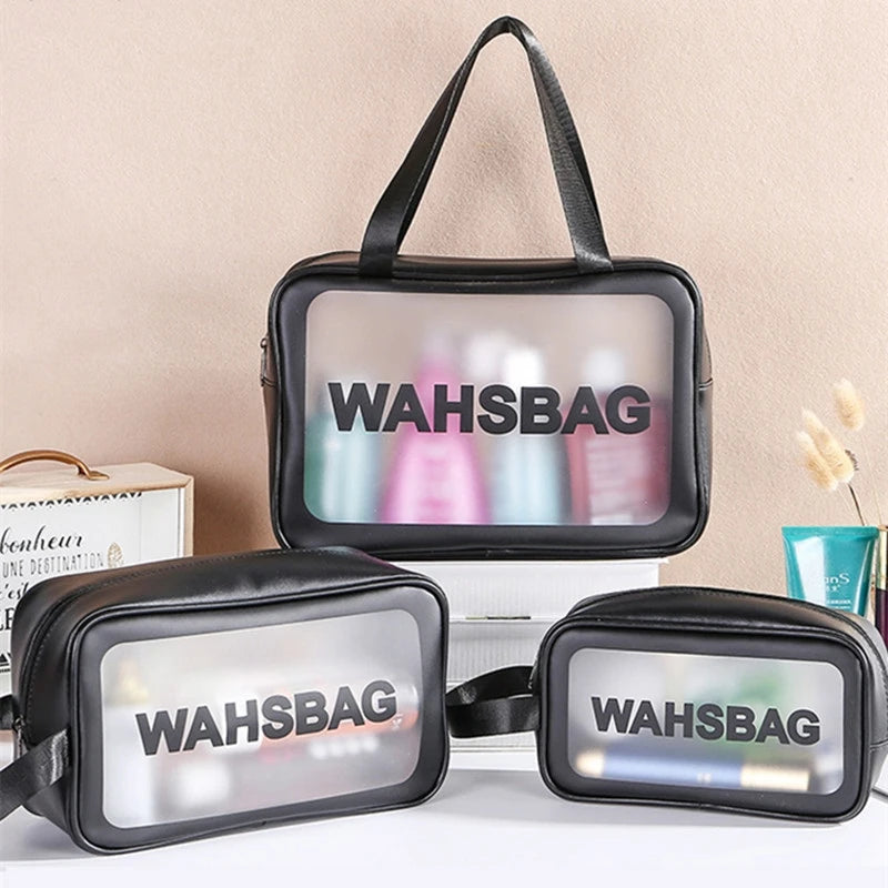 Travel Storage Toiletry Organize Women Waterproof PVC Cosmetic Portable Bag Transparent Zipper Make Up Case Female Wash Kit