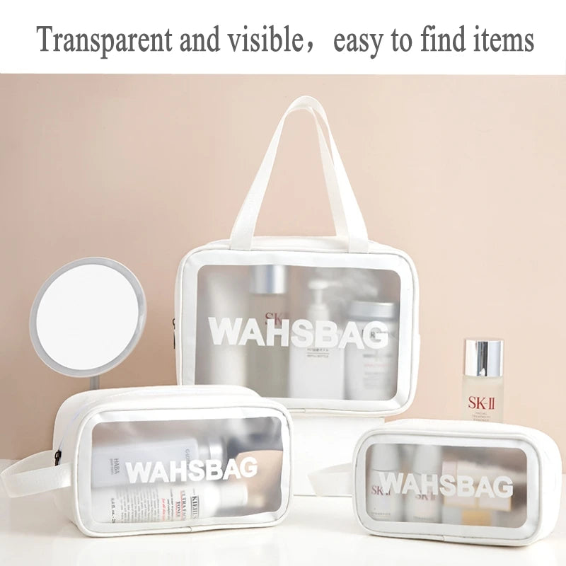 Travel Storage Toiletry Organize Women Waterproof PVC Cosmetic Portable Bag Transparent Zipper Make Up Case Female Wash Kit
