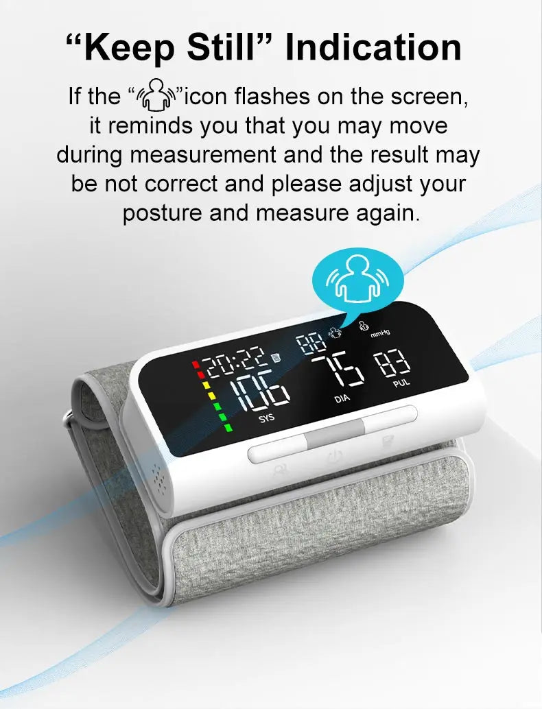 Full Upper Arm Blood Pressure Monitor Rechargeable Digital Three Color LCD large Screen Blood Pressure Monitor With Voice
