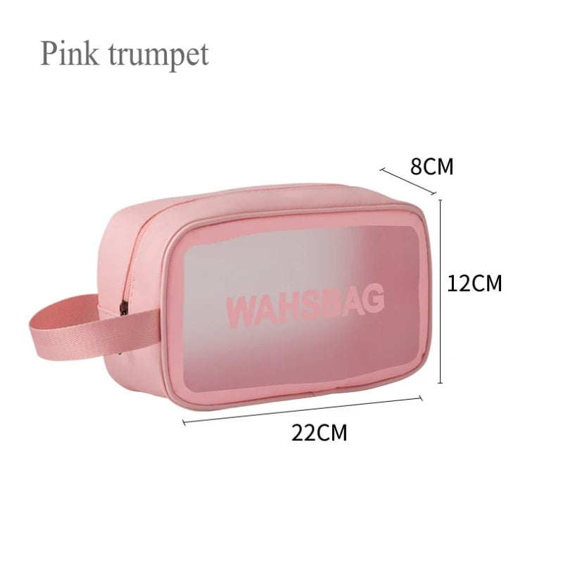 Travel Storage Toiletry Organize Women Waterproof PVC Cosmetic Portable Bag Transparent Zipper Make Up Case Female Wash Kit