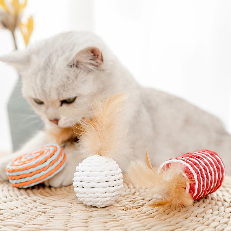 Wood Cat Toy Feather Set Interactive For Pets Fishing Rod Funny Pet Products Mouse Paw Games Cute Toys Linen Cats Stick Dropship