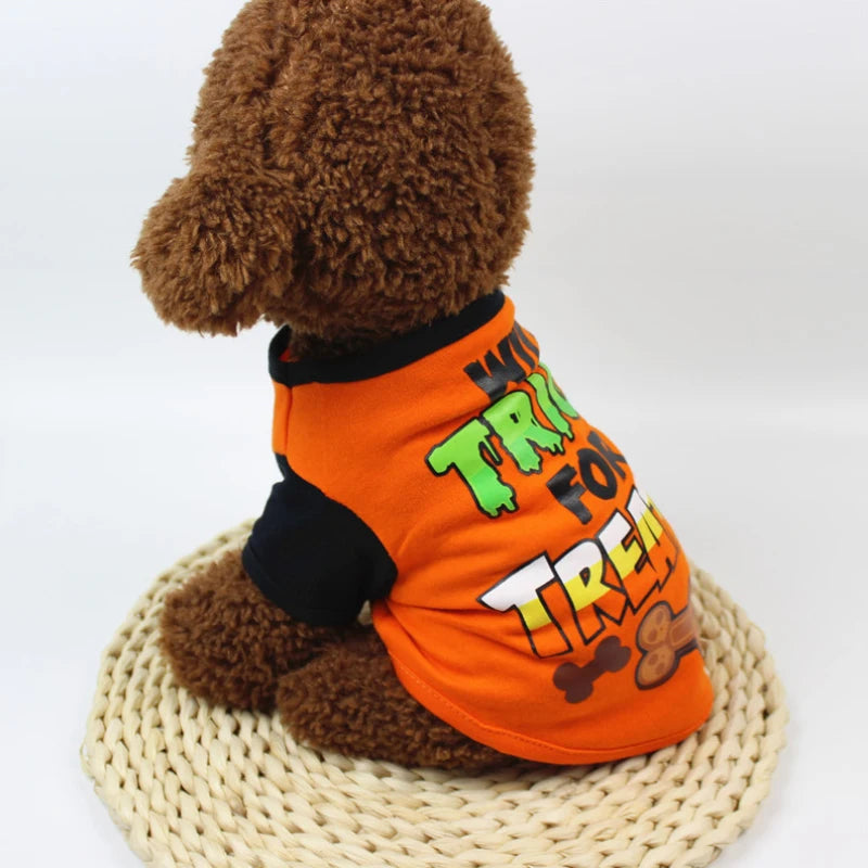 New Halloween Pet Clothes For Small Dogs Funny Dog Vest Cat Clothing Pet Hoodies Party Grimace Pumpkin Costume Puppy Up Outfit