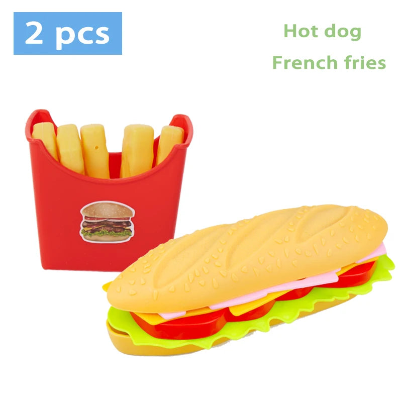Children Pretend Simulation Food Toys Baby Play House Hamburger Hot dog French Fries Kitchen Set Toys Fast Food Educational Toys