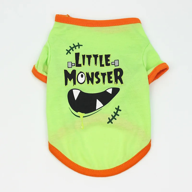 New Halloween Pet Clothes For Small Dogs Funny Dog Vest Cat Clothing Pet Hoodies Party Grimace Pumpkin Costume Puppy Up Outfit