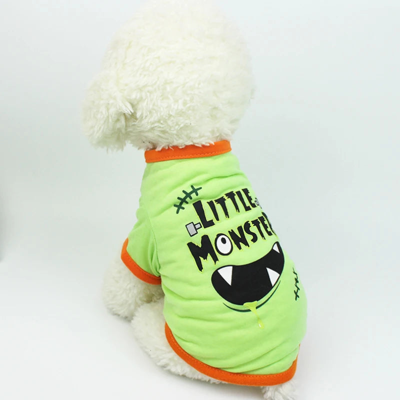 New Halloween Pet Clothes For Small Dogs Funny Dog Vest Cat Clothing Pet Hoodies Party Grimace Pumpkin Costume Puppy Up Outfit