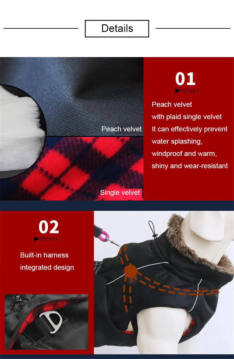 Pet Dog Clothes For Large Big Dogs Winter Warm Big Dog Jackets Padded Fleece Pet Coat Waterproof Design Dog Clothing Ropa Perro