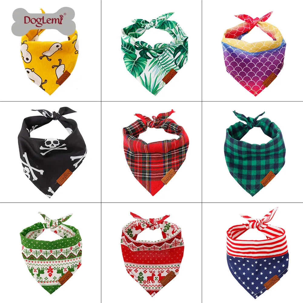 Dog Scarf Pet Dog Bandana Bib Pet Bandana Pet Accessories Triangular Bandage Adjustable Tie On for Cat Puppies Medium Large Dogs