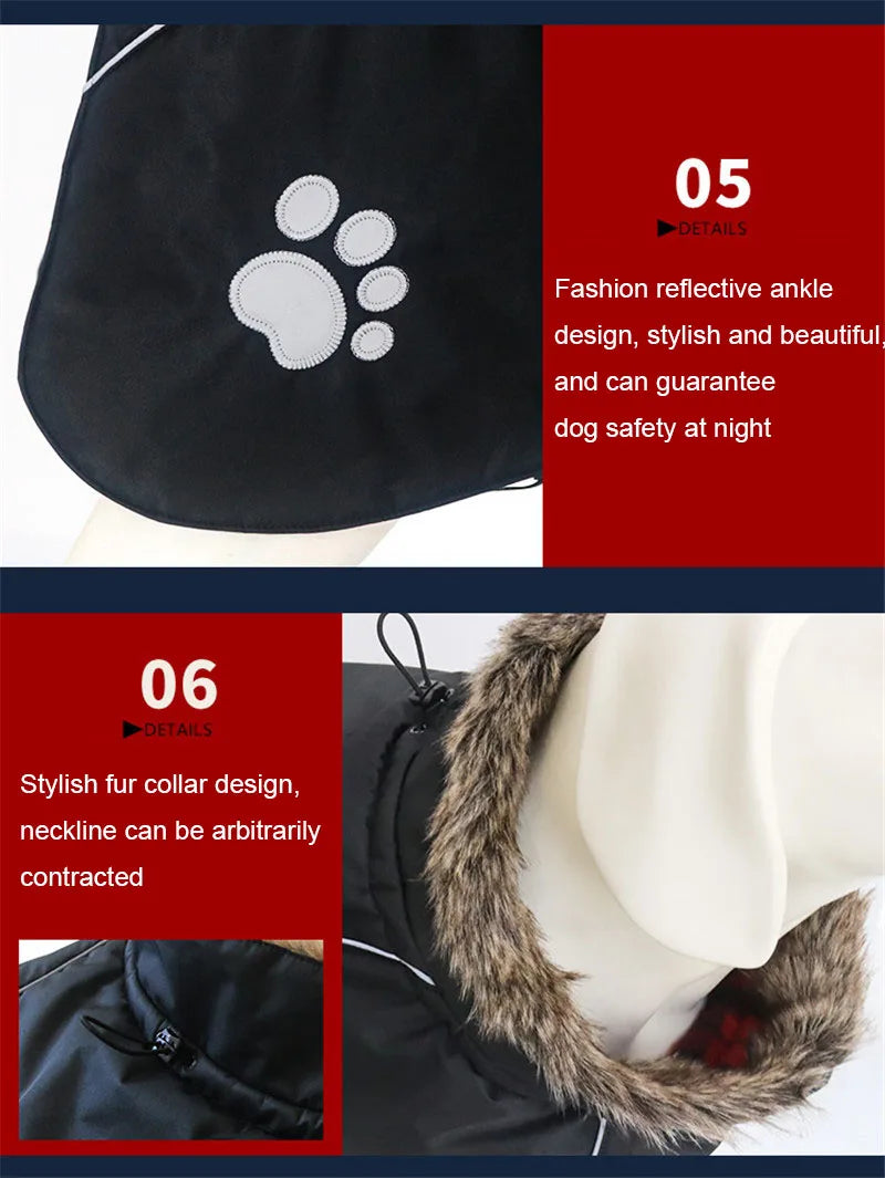Pet Dog Clothes For Large Big Dogs Winter Warm Big Dog Jackets Padded Fleece Pet Coat Waterproof Design Dog Clothing Ropa Perro