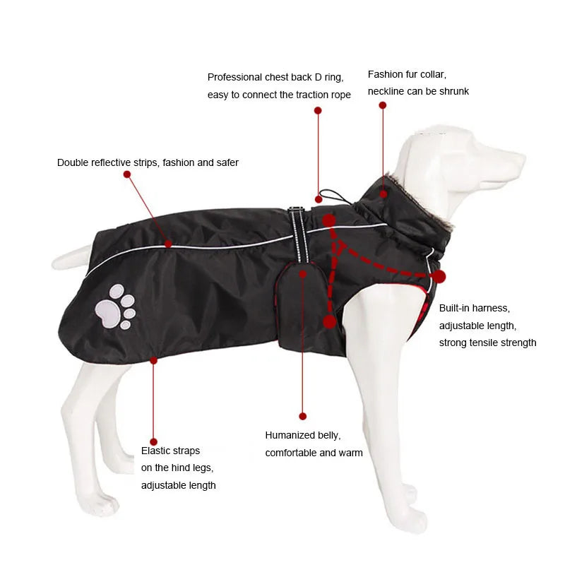 Pet Dog Clothes For Large Big Dogs Winter Warm Big Dog Jackets Padded Fleece Pet Coat Waterproof Design Dog Clothing Ropa Perro