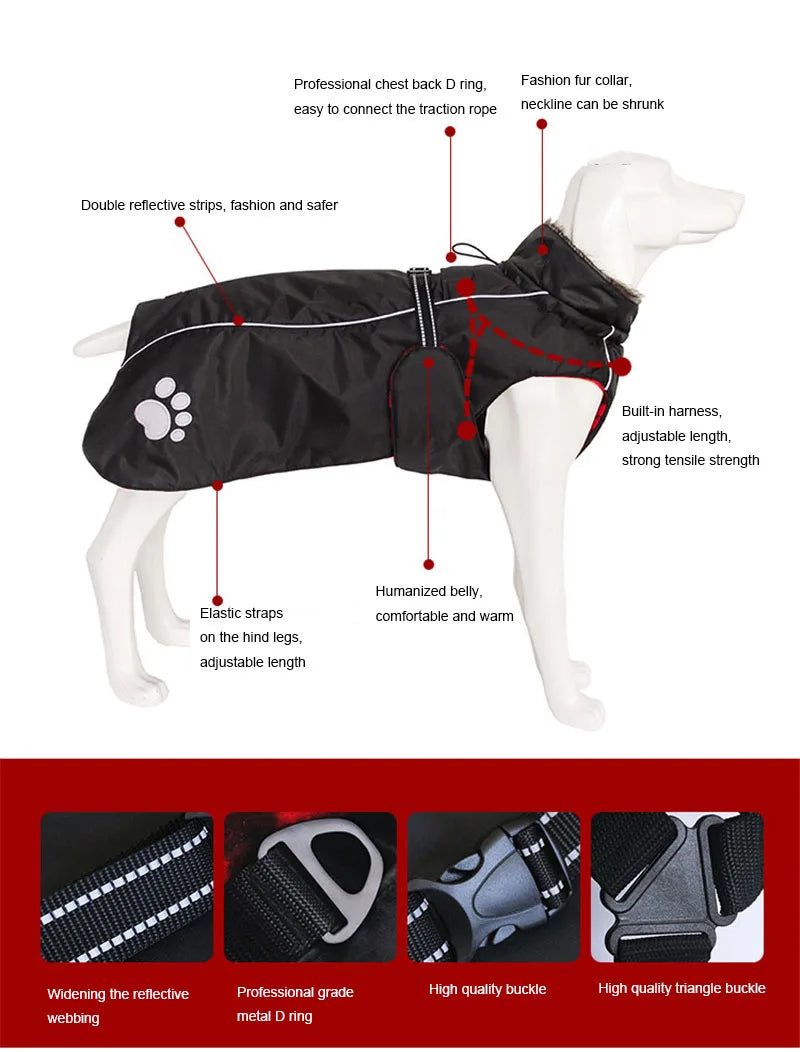 Pet Dog Clothes For Large Big Dogs Winter Warm Big Dog Jackets Padded Fleece Pet Coat Waterproof Design Dog Clothing Ropa Perro