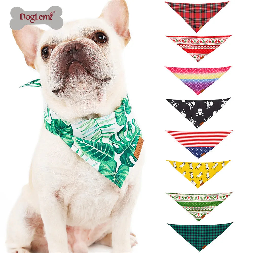 Dog Scarf Pet Dog Bandana Bib Pet Bandana Pet Accessories Triangular Bandage Adjustable Tie On for Cat Puppies Medium Large Dogs