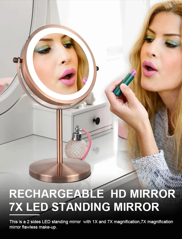 7in 3X Magnifying Cosmetic Mirror with USB Charging Touch Bath Vanity Dimmer Switch Make up Double Side Desktop Mirror