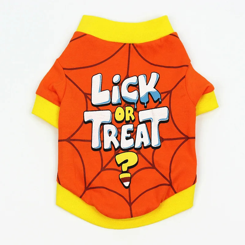 New Halloween Pet Clothes For Small Dogs Funny Dog Vest Cat Clothing Pet Hoodies Party Grimace Pumpkin Costume Puppy Up Outfit