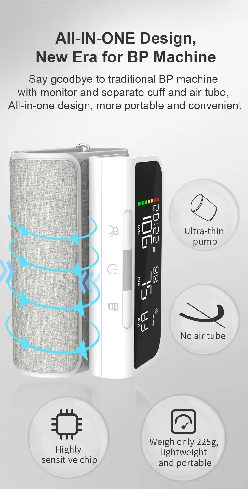 Full Upper Arm Blood Pressure Monitor Rechargeable Digital Three Color LCD large Screen Blood Pressure Monitor With Voice