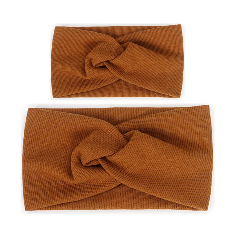 Baby Headband Mommy Twist Hairband For Women Girls Turban Mother Daughter Hair Accessories Cotton Newborn Head Wrap 2pcs/Set