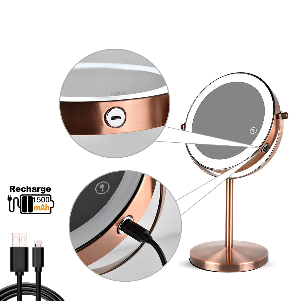 7in 3X Magnifying Cosmetic Mirror with USB Charging Touch Bath Vanity Dimmer Switch Make up Double Side Desktop Mirror