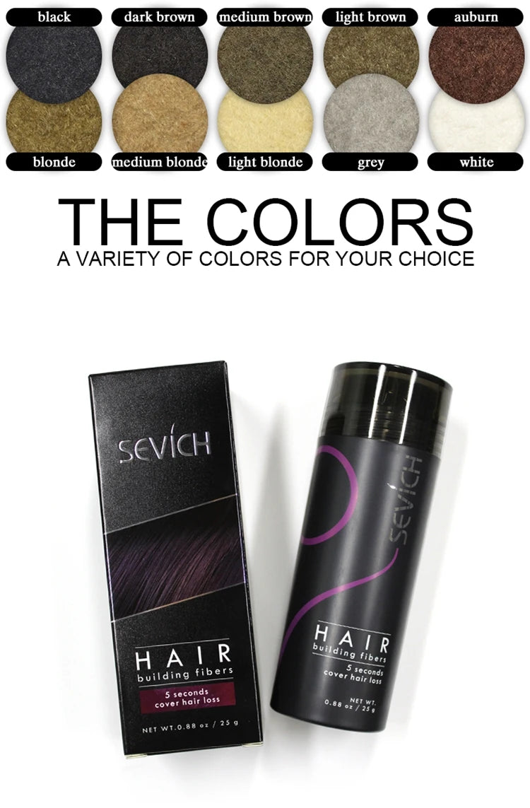 Sevich Hair fiber Spray 25g Keratin Hair Building Fibers Regrowth Powder Hair Root Cover Up Thickening Hair Loss Concealer Spray